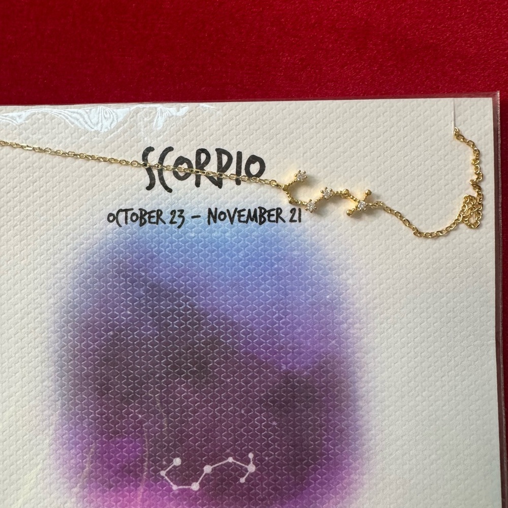 Gold Scorpio Zodiac Necklace handmade in Korea Brand new with Tag 18K Gold